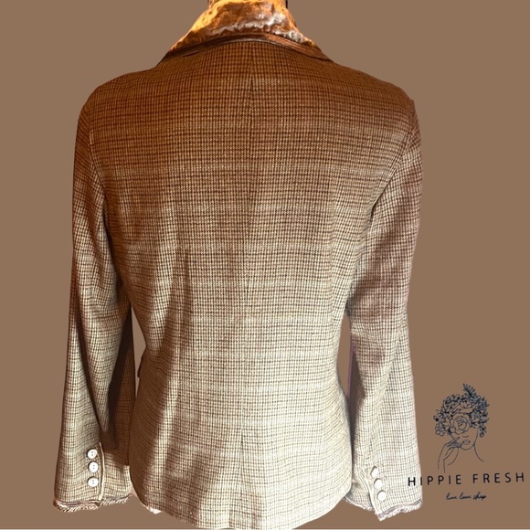 J. Jill Tweed Wool Velvet Trim Blazer Stretch Womens Size 6 - Picture 7 of 8